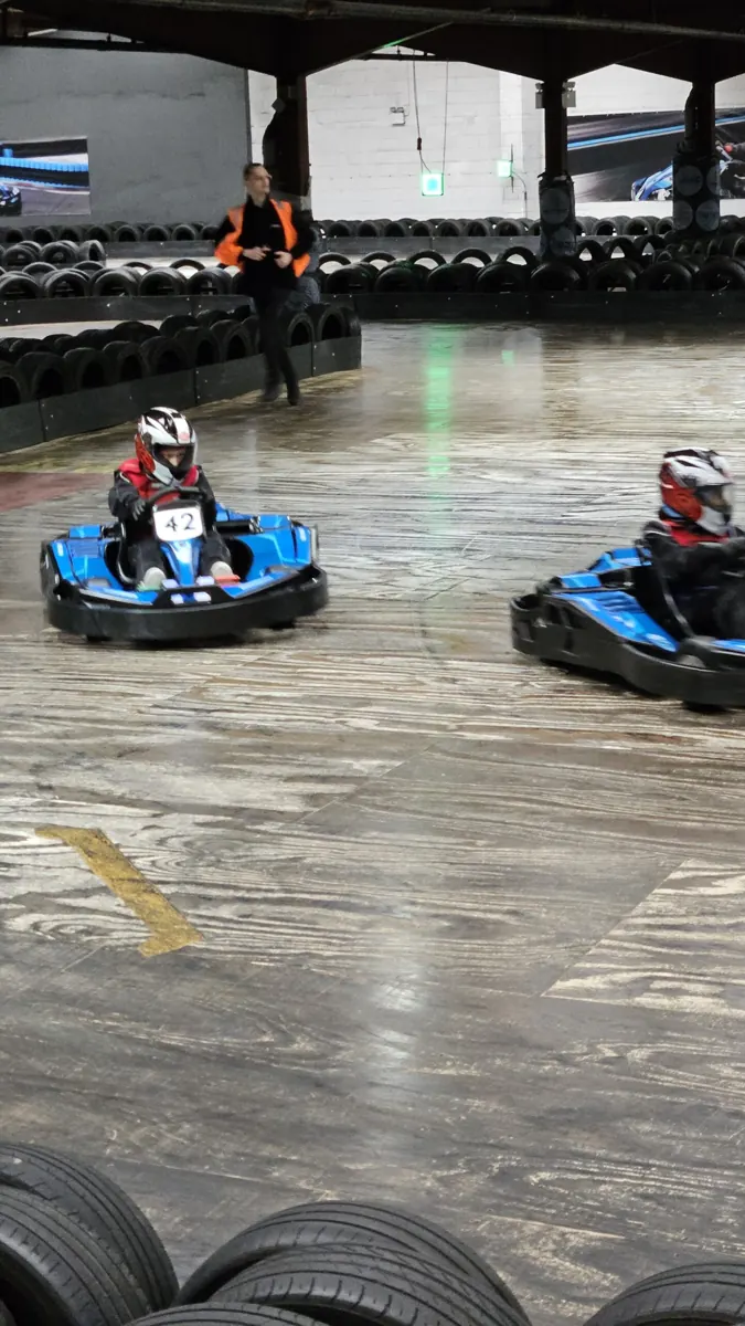 Young people go-karting on the Grange Farm Programme in Harrow