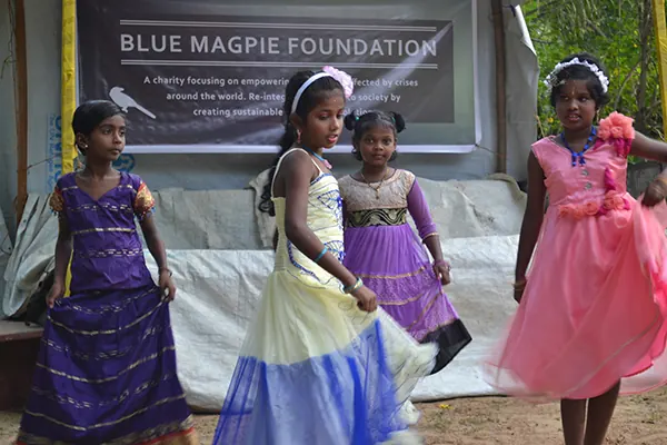 Students performing at a Blue Magpie Foundation event in Sri Lanka